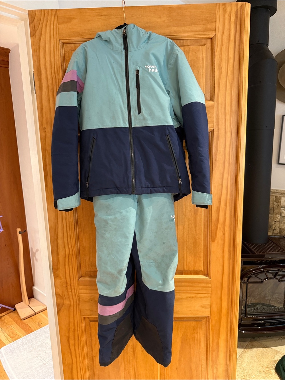 Kids' Two-Tone Light Blue and Navy Snow Suit Jacket and Pants